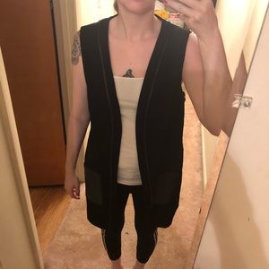 Black vest with faux leather details size 4